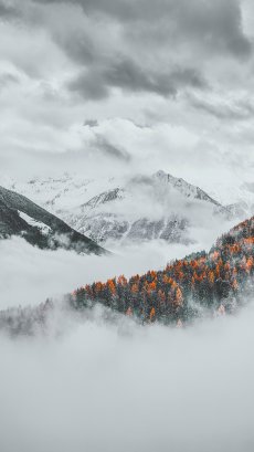 Mountains in an ocean of clouds